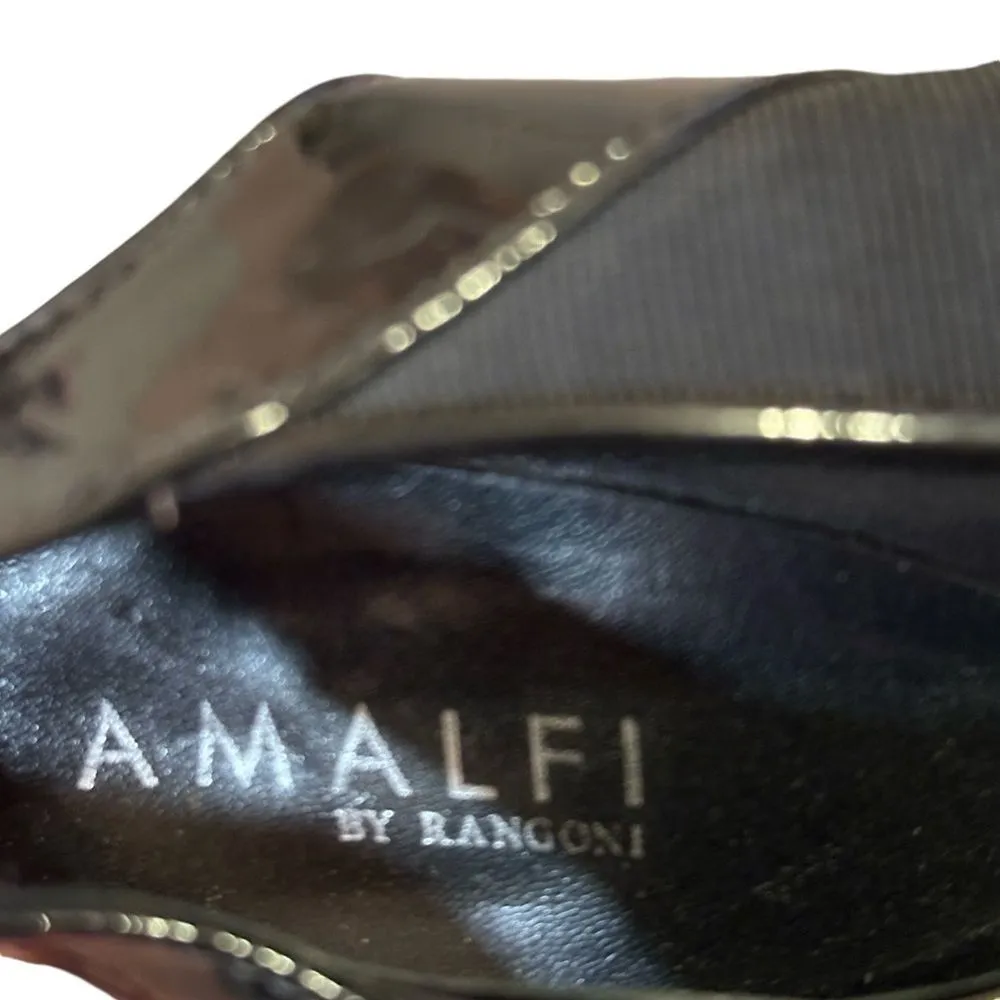 Amalfi Black Sling Black Heels with Cloth Uppers Made in Italy Sz 8 - Image 8
