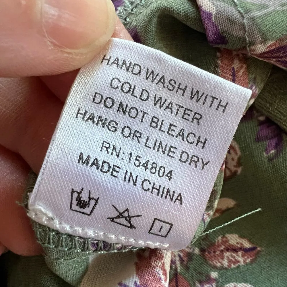 Blush BJ Womens Crop Top Floral Print Pleated Underwire Cutout Back Green Small - Image 11