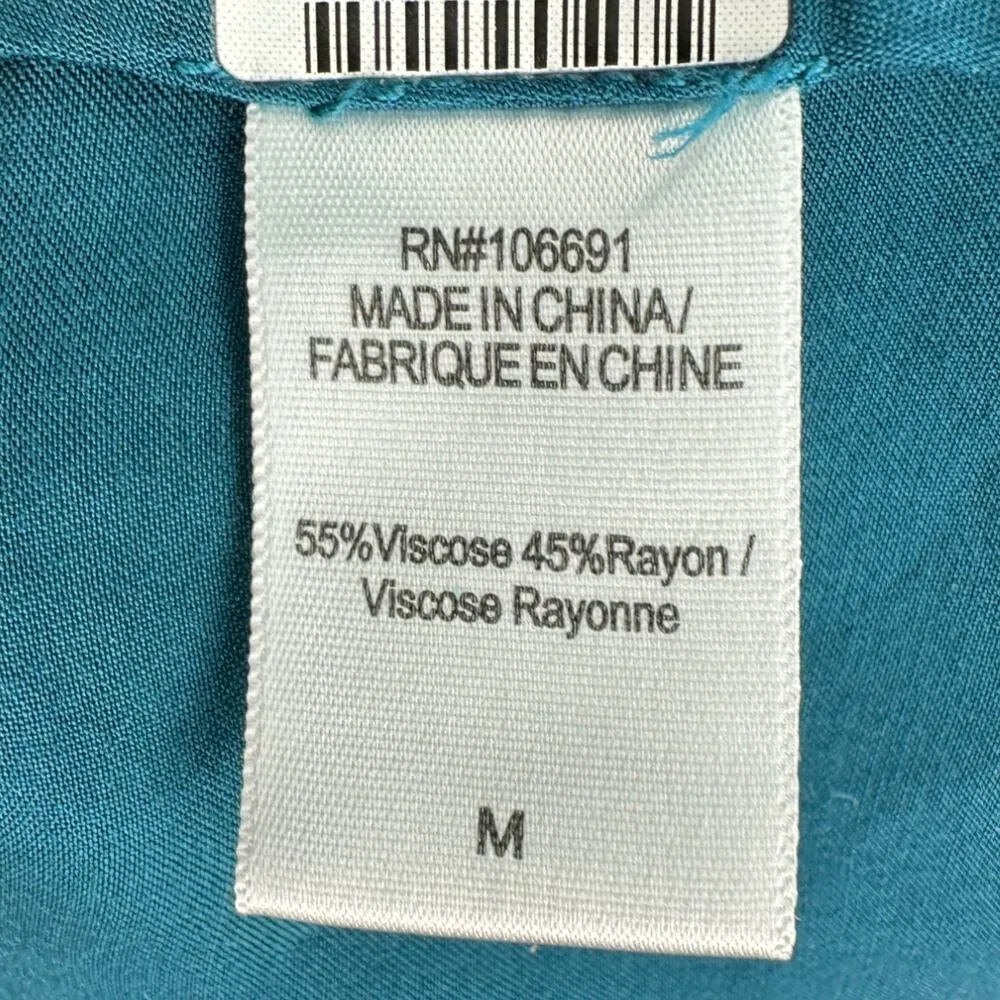 YFB | Medium | Deep Teal Asymmetric Hem Ruched Satin Faux Wrap AIMEE Shirt Dress - Image 9