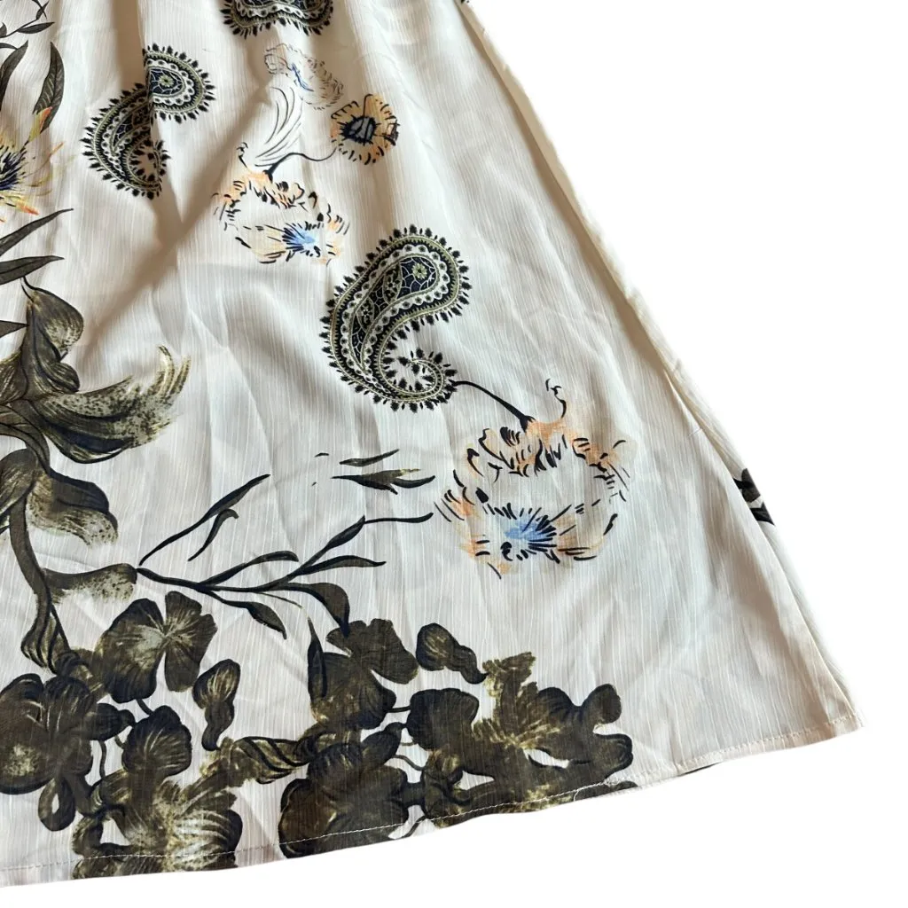 Kaimilan Creamy Ivory Floral Print Dress Knee Length Short Sleeve Size 8 NWT - Image 6