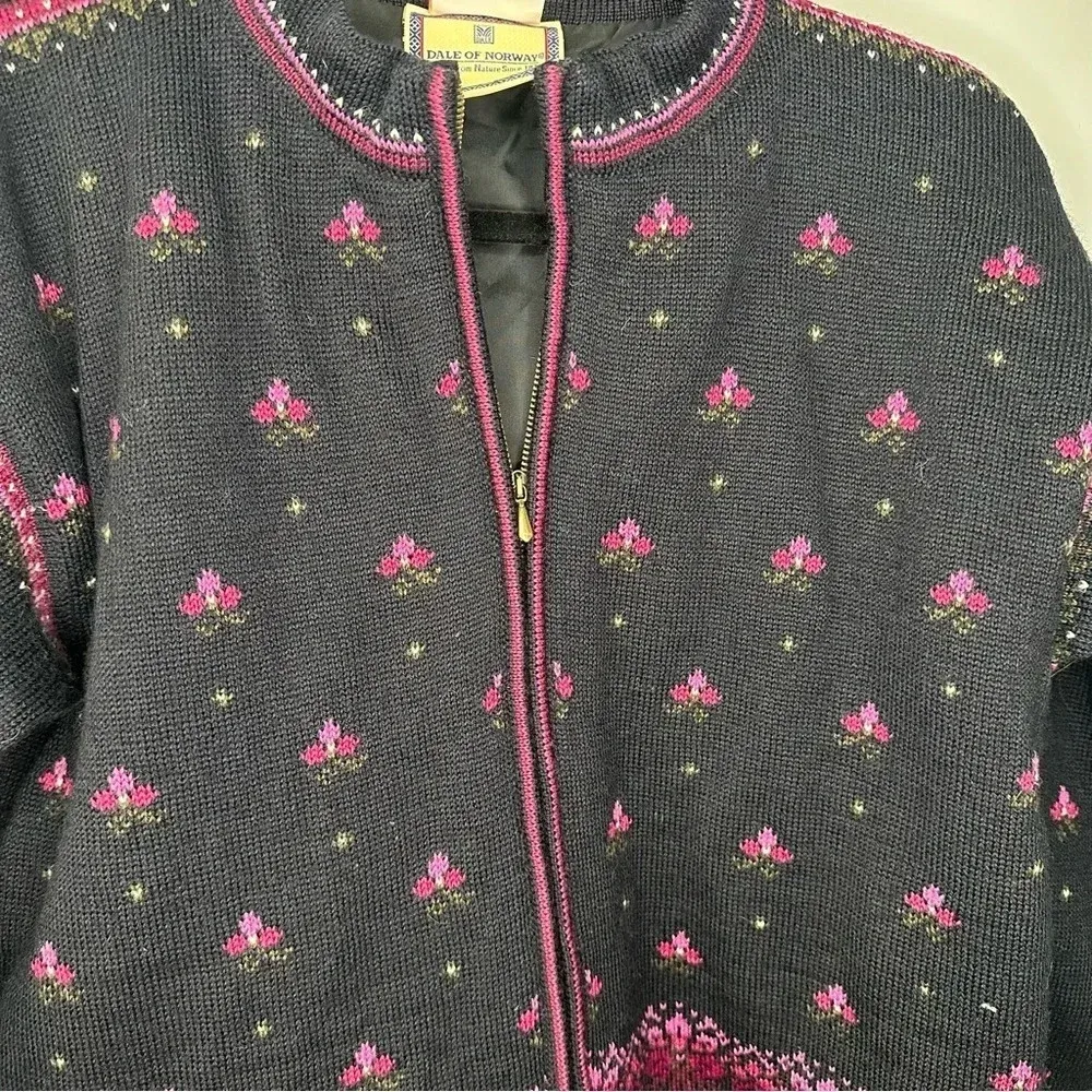 Vintage Dale of Norway Salt Lake City Olympics 2002 Full Zip Wool Sweater Medium Black - Image 5
