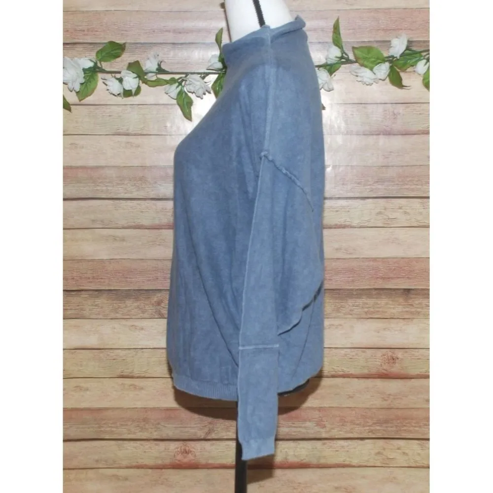 NWT Mustard Seed Ladies Blue Thin Knit Sweater Size S Stretch Oversized Pullover - Image 5