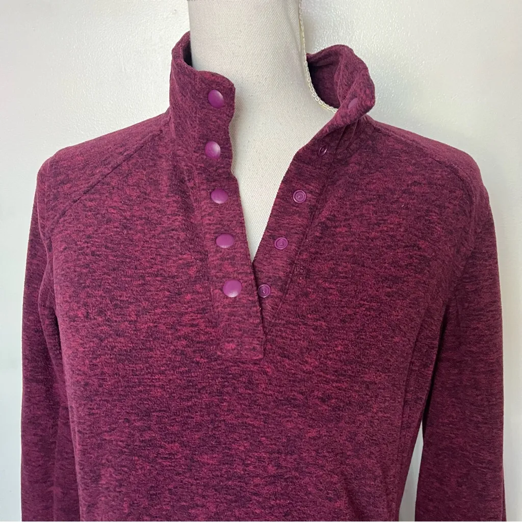 Duluth • Magenta Frost Lake Henley Button Up Fleece Pullover Red - Image 2