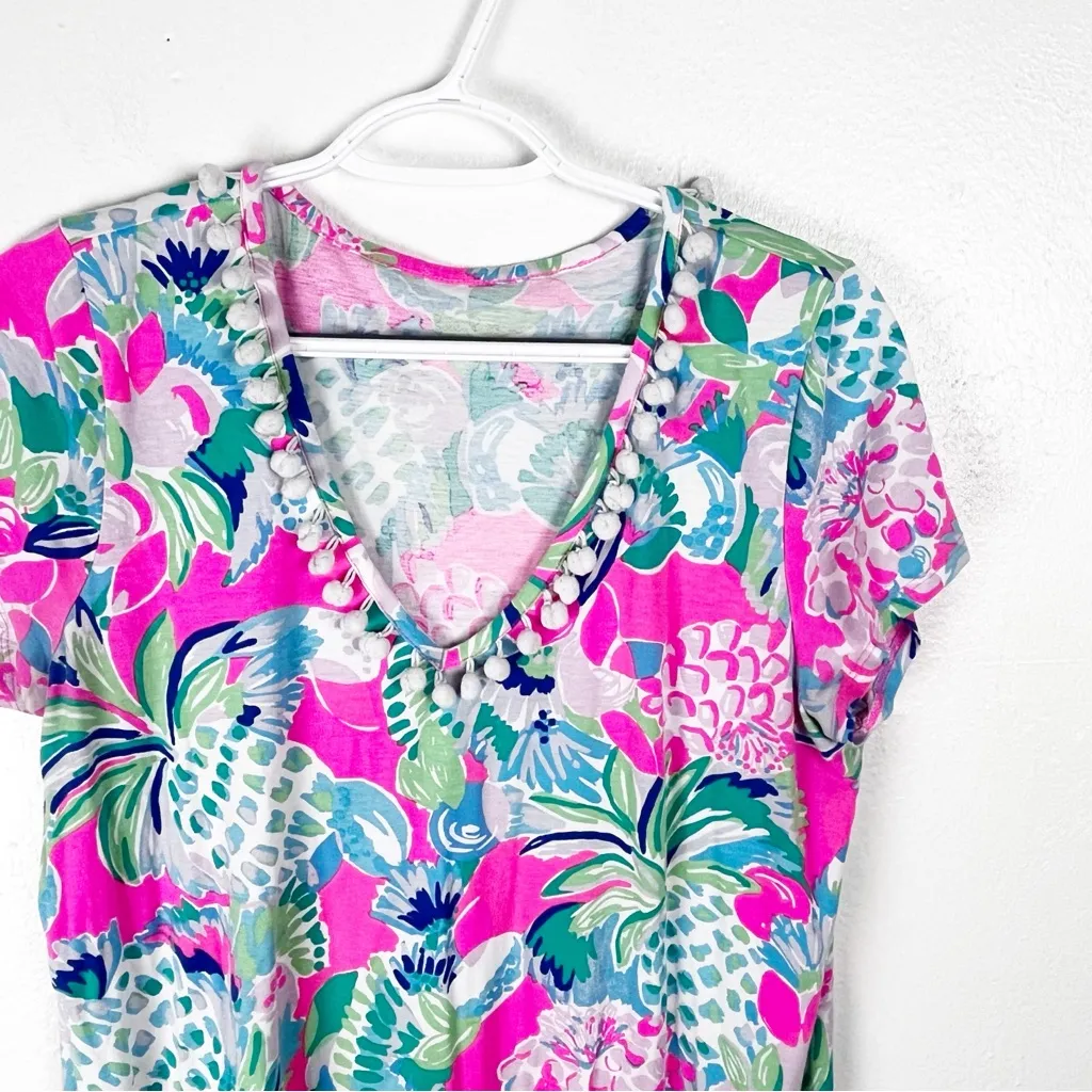 LILLY PULITZER Etta Raise The Bar Multicolored V-Neck Short Sleeves Dress Large - Image 7