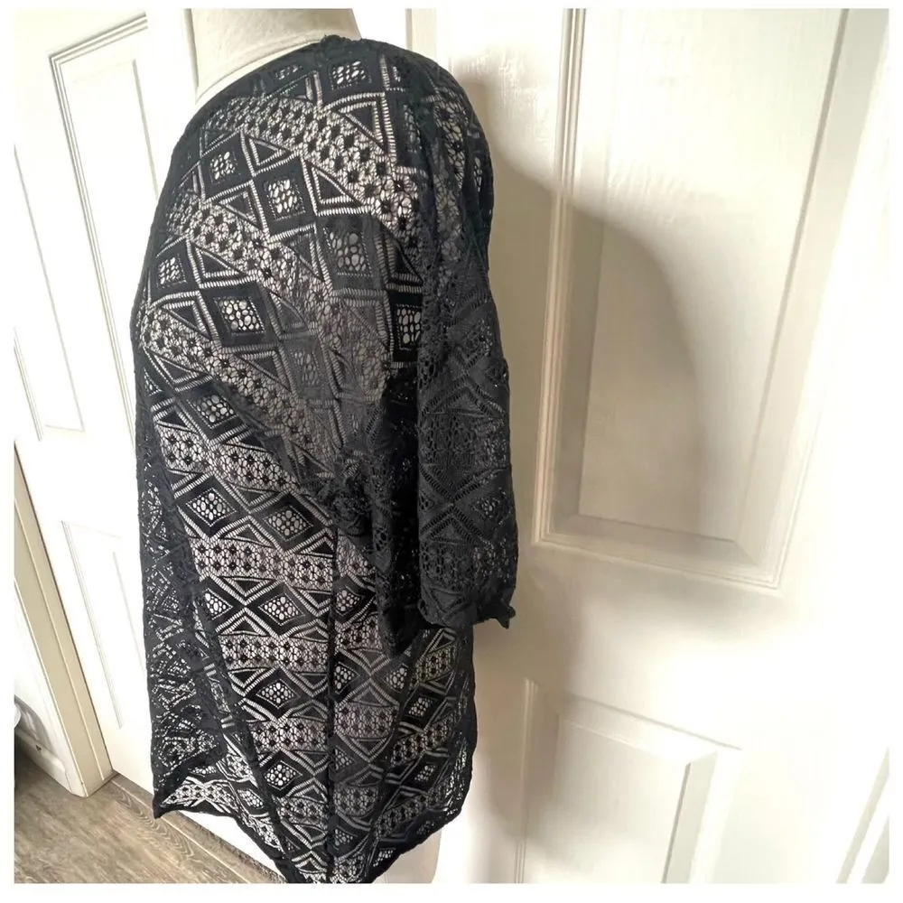 Sweewë Paris black short sleeved see through top Size M - Image 8