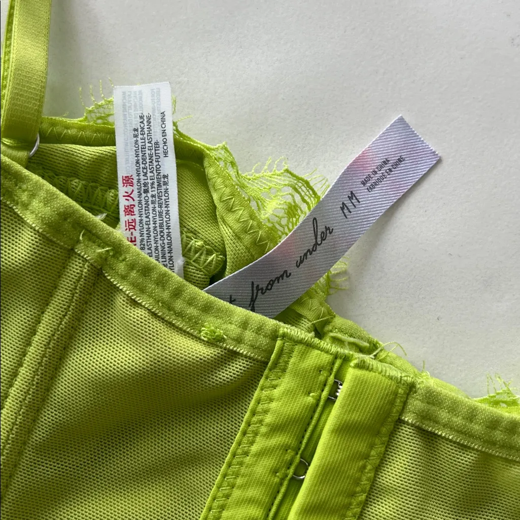 Out From Under x Urban Outfitters Modern Love Lace Corset Lime Green Size M $59 - Image 6