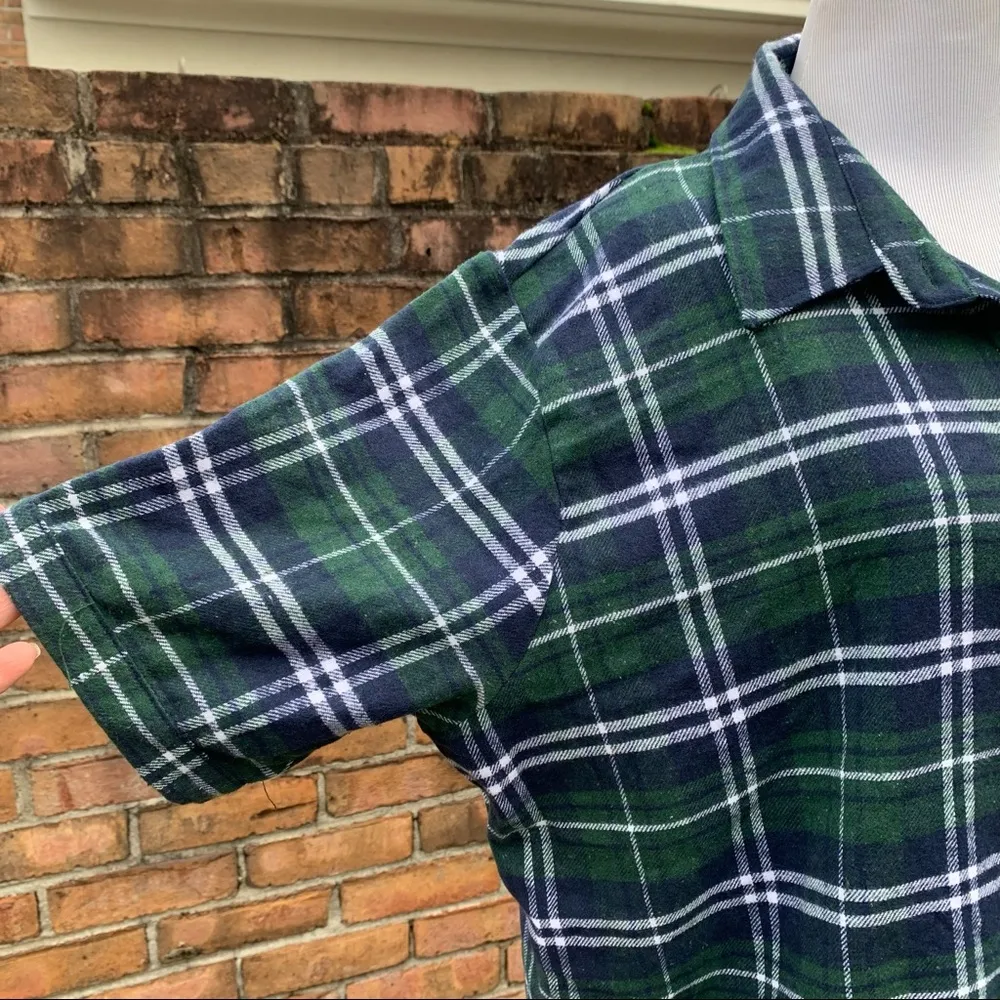 NWT Meaneor Short Sleeve Blue Green Plaid Flannel Shirt Button Down XXXXL Size undefined - Image 3