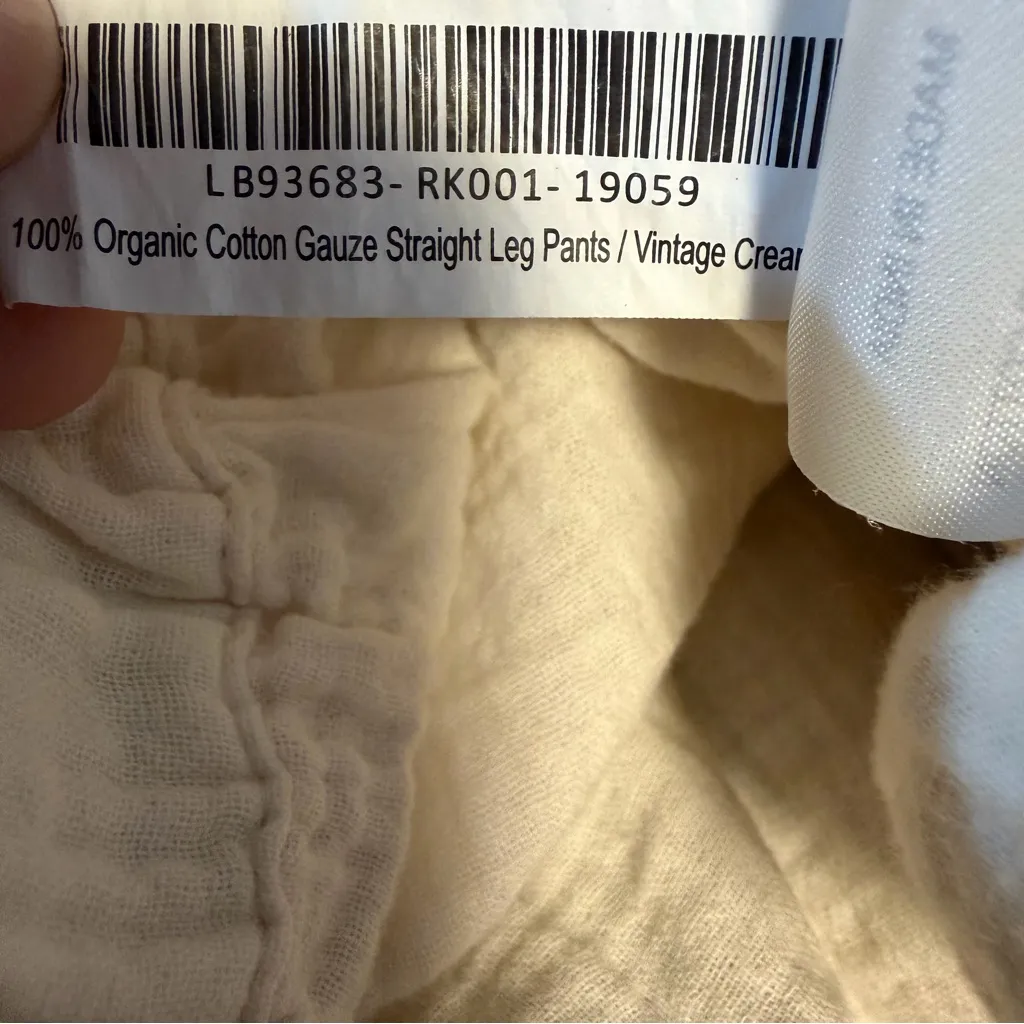 Quince 100% organic cotton gauze straight leg pants vintage cream size Large - Image 8