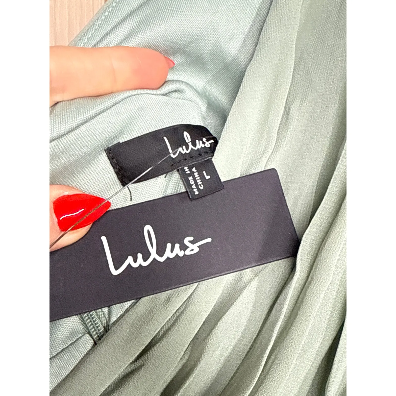 NWT Lulus Heavenly Hues Sage Brush Maxi Dress Wedding Bridesmaid Gala Size L - Image 5