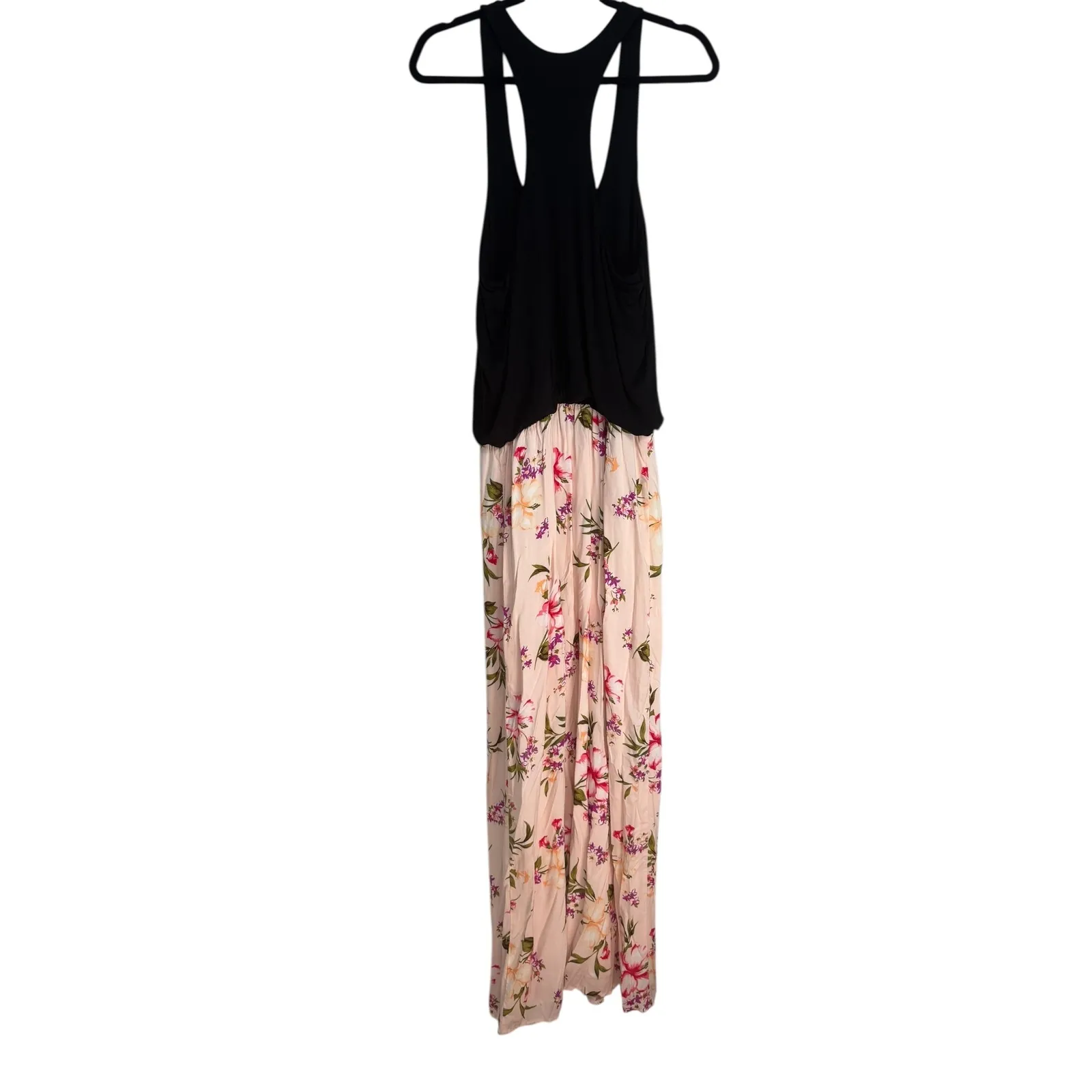 Victoria's Secret Black Tank Maxi Dress Floral Print Pink Lined Resort Size M - Image 7
