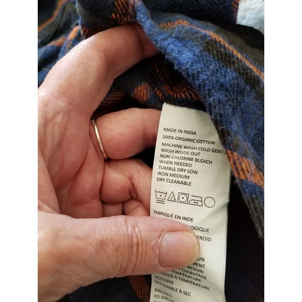 PRANA Women's Golden Canyon Flannel Shirt 100% Organic Cotton Rich Sapphire Sz S - Image 14