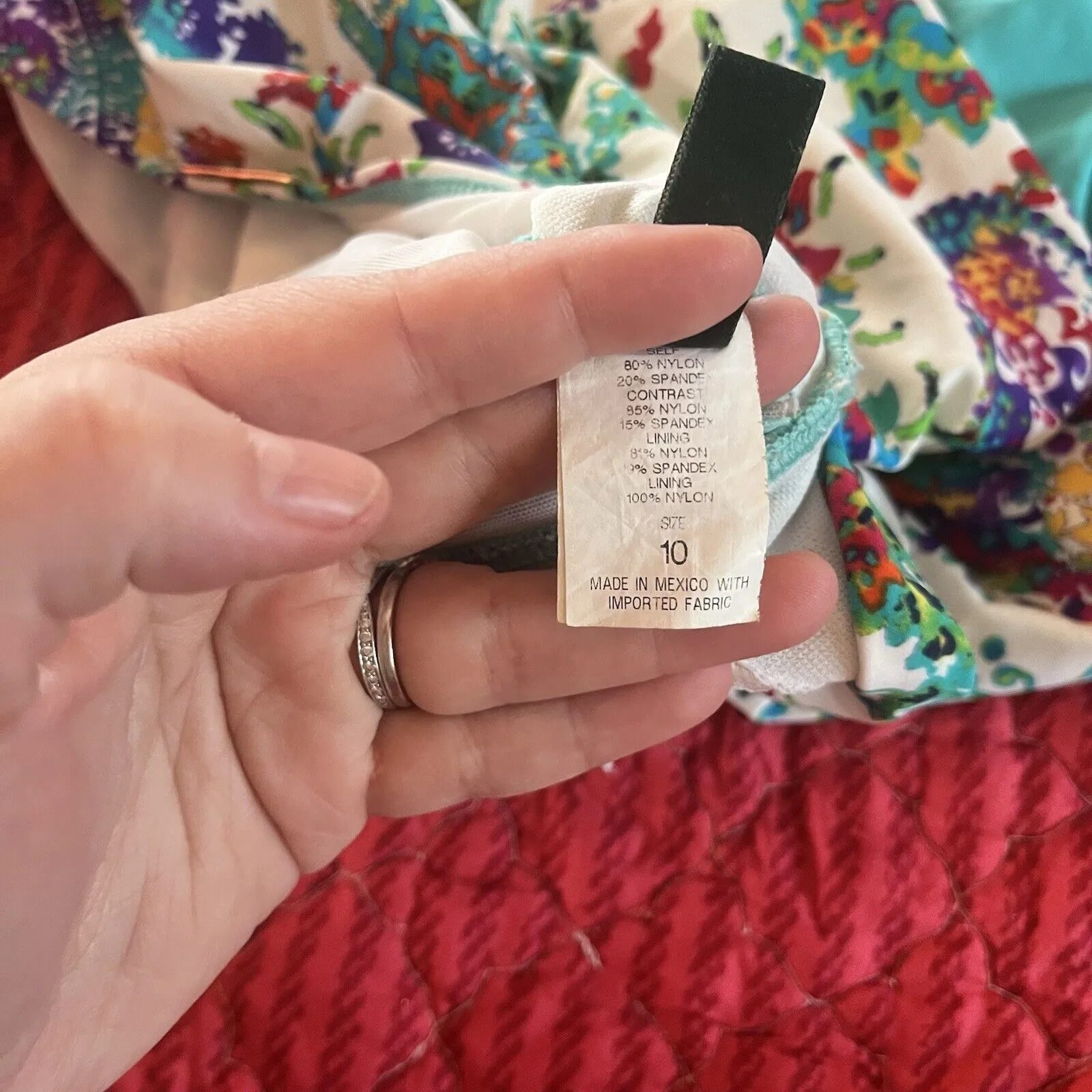 Lauren Ralph Lauren Swimsuit Women 10 One-Piece Teal Paisley Halter Neck Ruched - Image 9