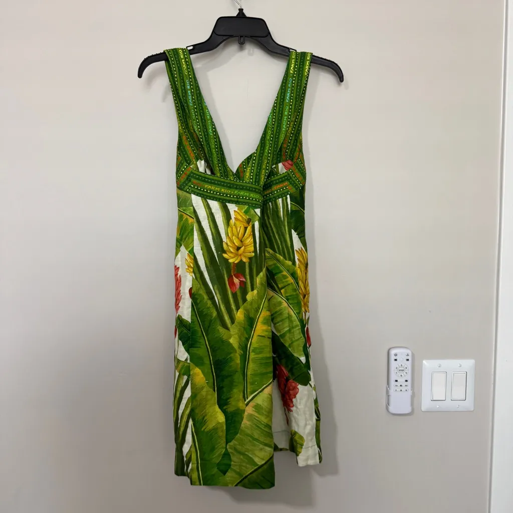 FARM RIO Fresh Forest Scarf Button Down Mini Dress Size Small - Image 6