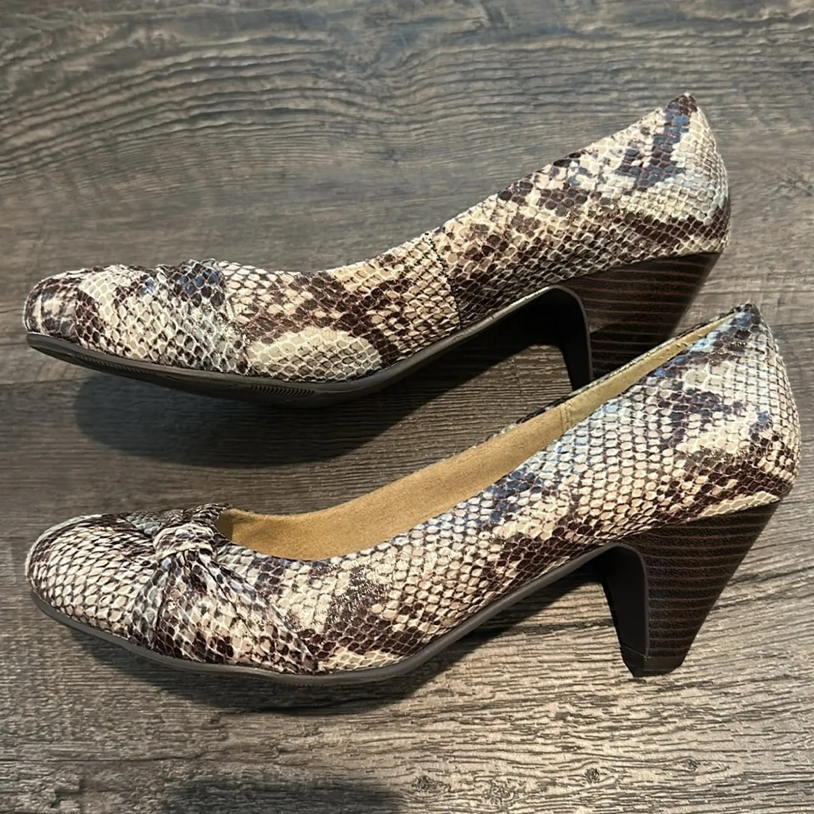 CL by Laundry 11 Faux Snakeskin Stacked Heel Pumps - Image 5