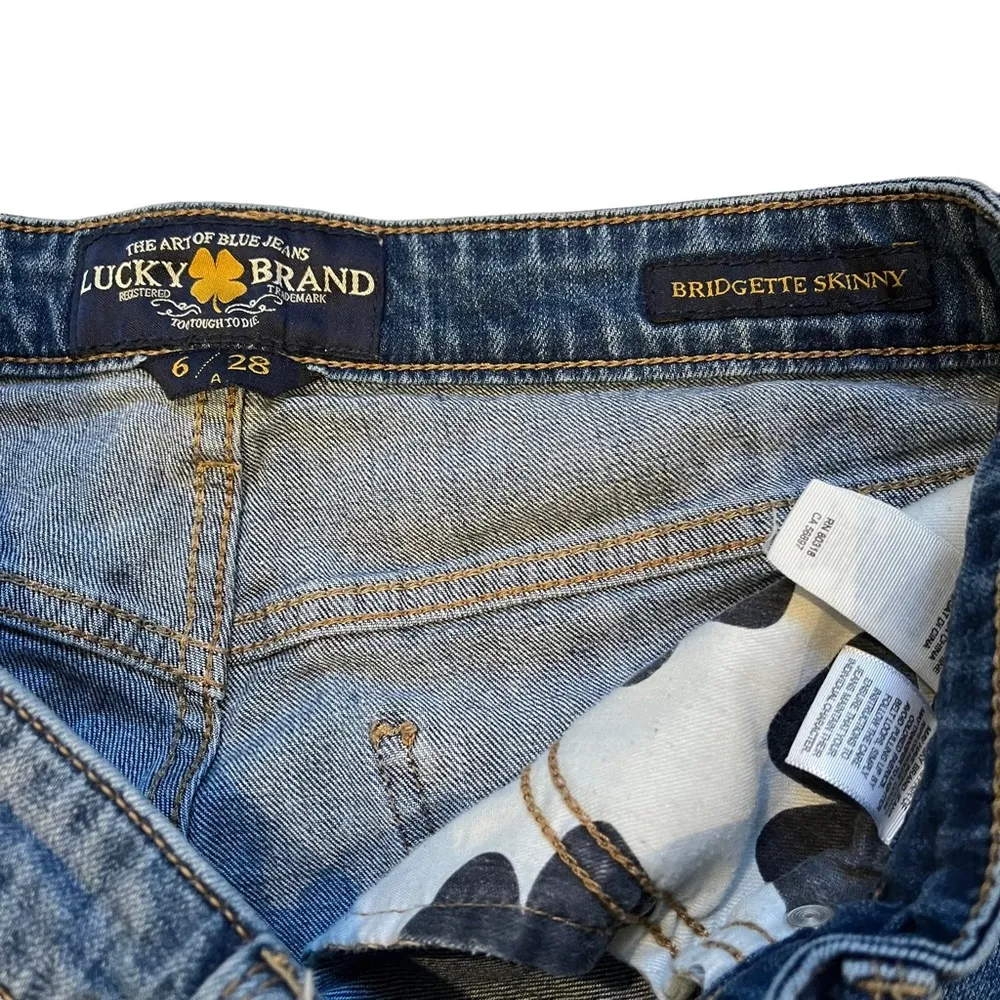 Lucky Brand Bridgette Skinny Distressed Embroidered Floral Jean, Sz 6/28 - Image 14