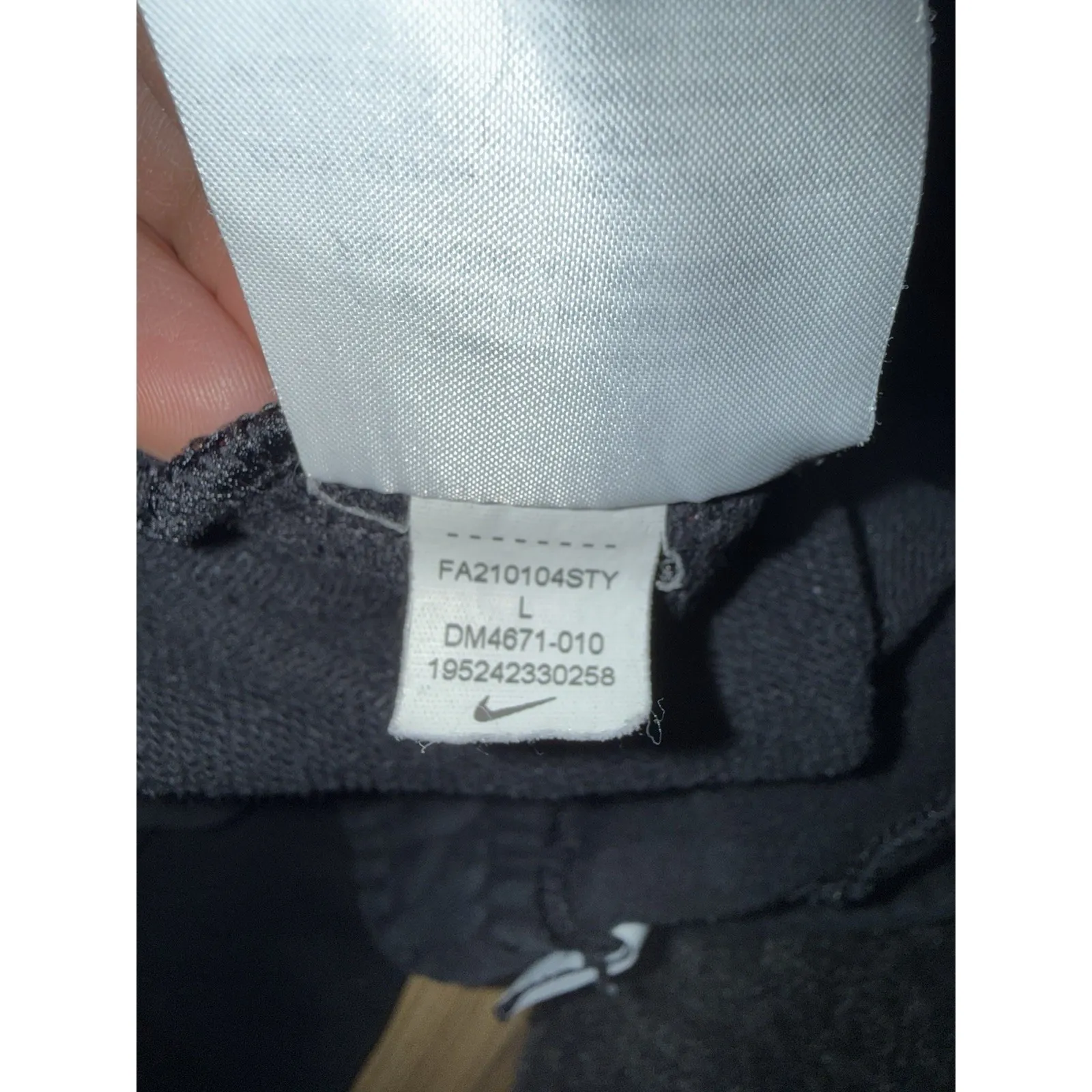 Nike Women's Large L Black Fleece Tapered Leg Joggers Repeat Logo Trim Cotton - Image 6