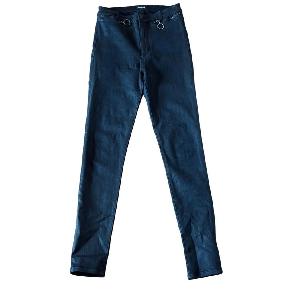 Hudson Kooper black super high rise ring detail coated jeans 27 - Image 3