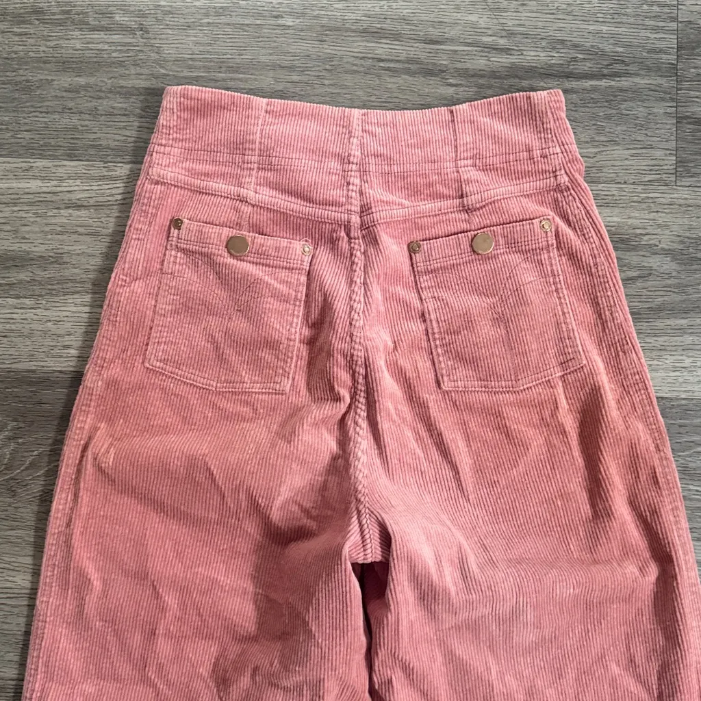 Alice McCall Wide Leg Corduroy Bluesy Jeans Pink High Rise Front Zip - Image 9
