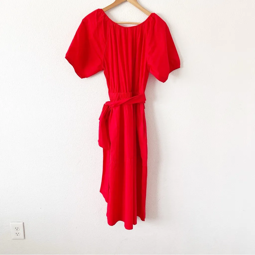 Roller Rabbit Arria Romantic Puff Sleeve Belted Midi Dress Red - Image 8