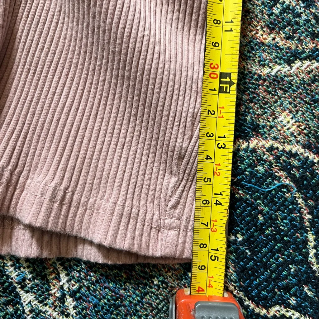 SHEIN Bubblegum Pink Crop Top SZ S Ribbed Petite T Shirt Short Sleeve V Neck - Image 7