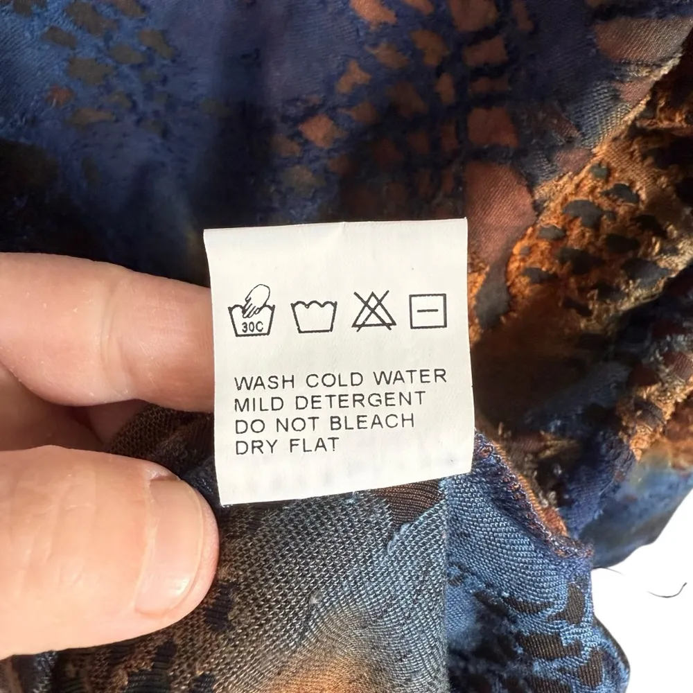 Fleur de Lis Cowl Neck Abstract Print Tunic Top Size Large Blue - Image 6