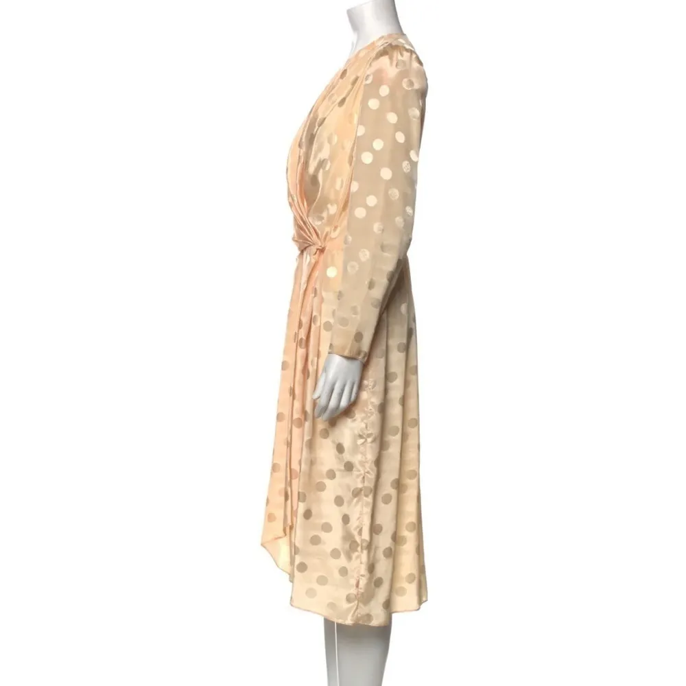 Vintage Diane von Furstenberg  Polka Dot Print Midi Length Wrap Dress in Cream 8 - Image 2