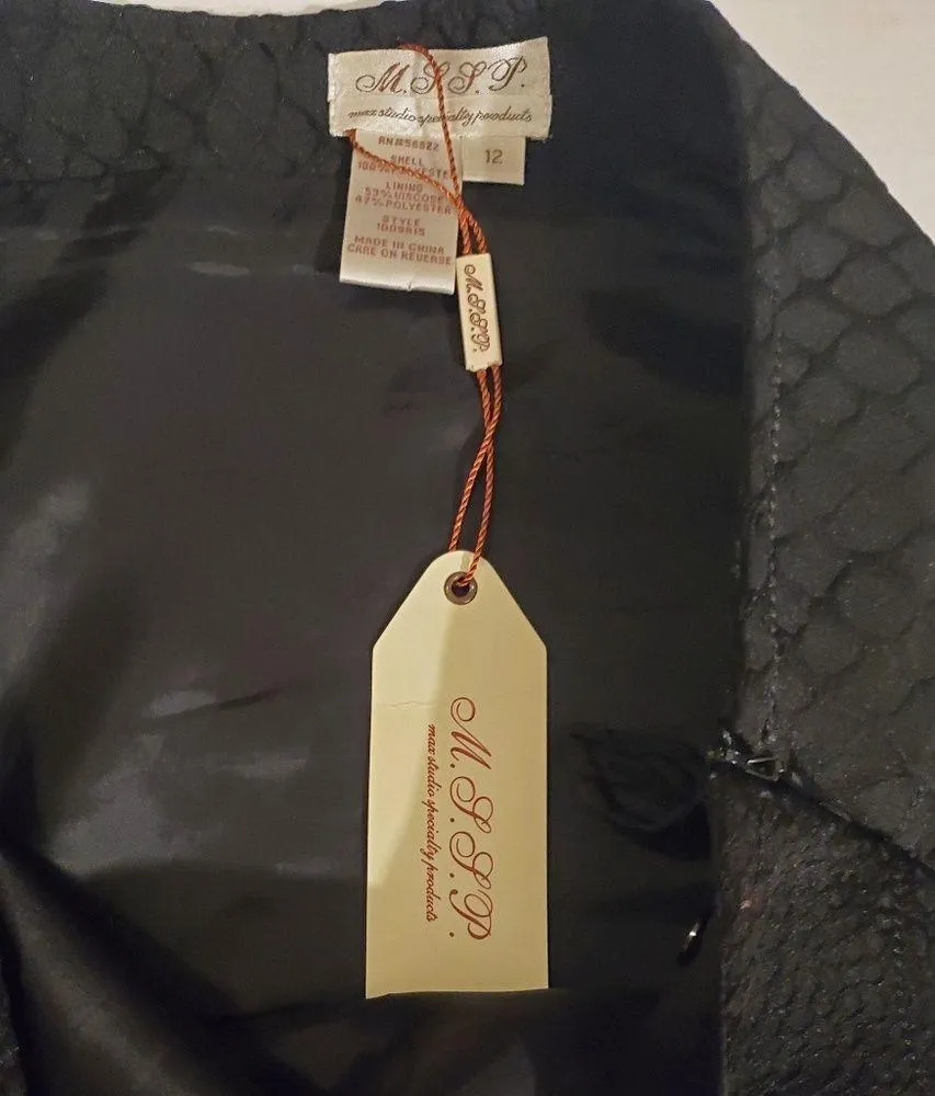 NWT! Max Studio Specialty Black Faux Wrap Skirt 12 - Image 3