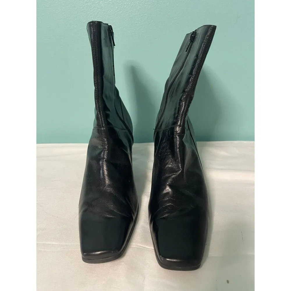Nine West Womens Black‎ Leather Ankle Boots 10 Medium - Image 3