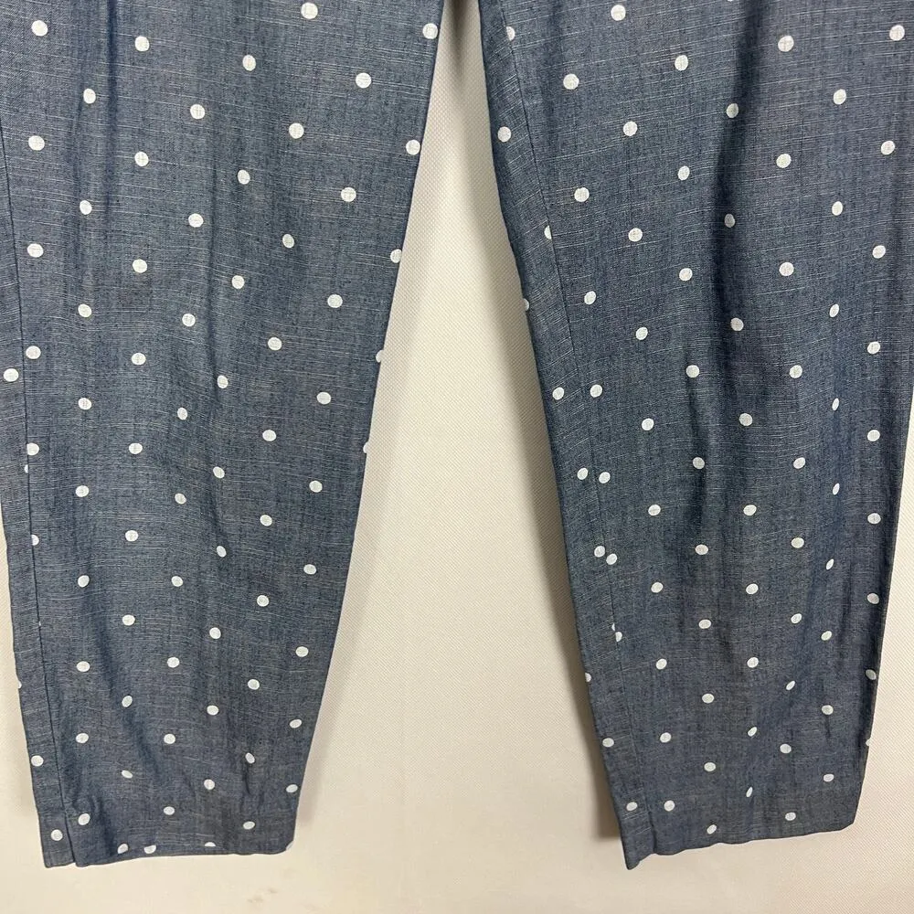 J. Crew Pants Womens 8 Polka Dot Ankle 100% Cotton Beachy Coastal Casual Preppy - Image 4