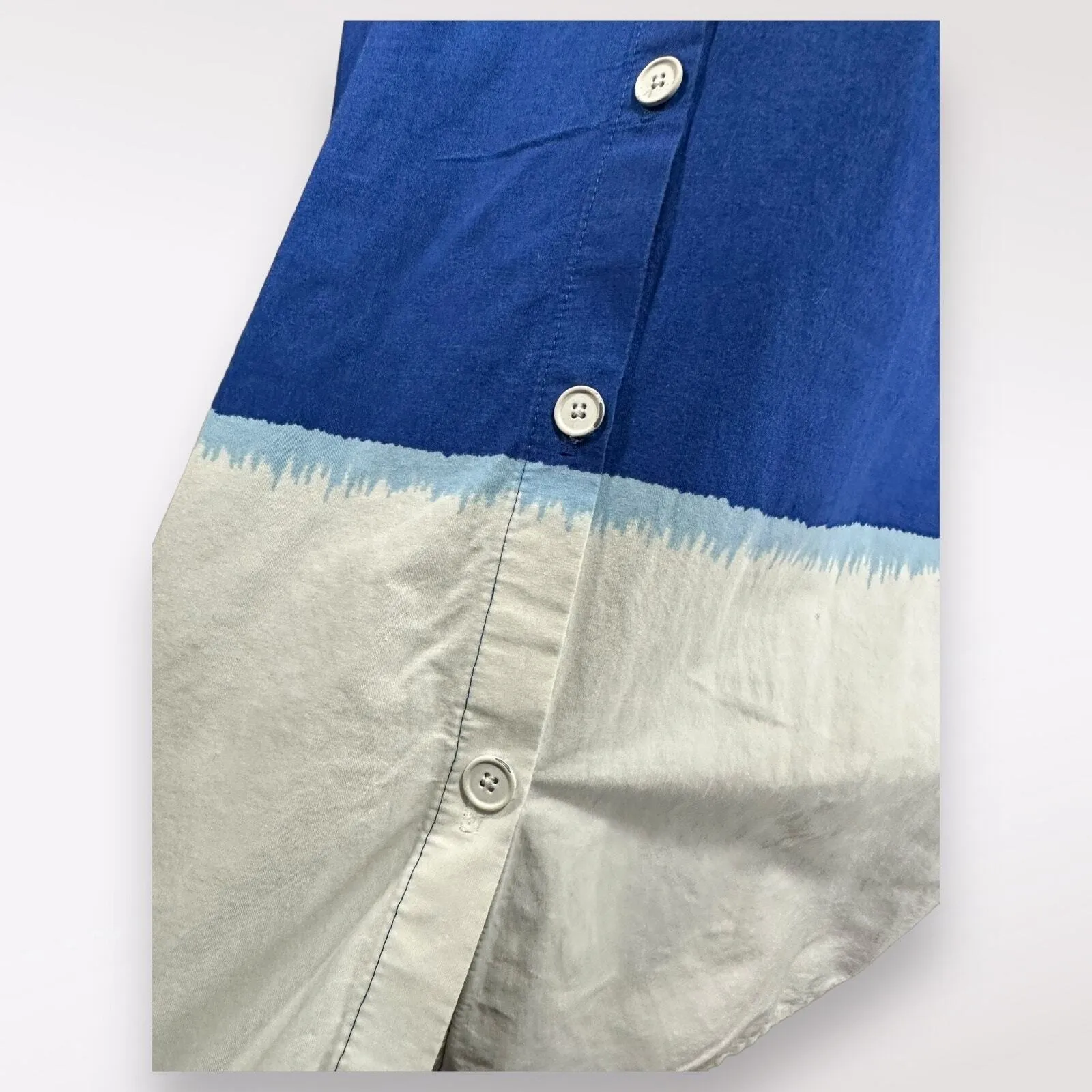 Reed Krakoff Dress Women's Size XL‎ Dip Dye Sleeveless Shirt Dress Blue & White - Image 3