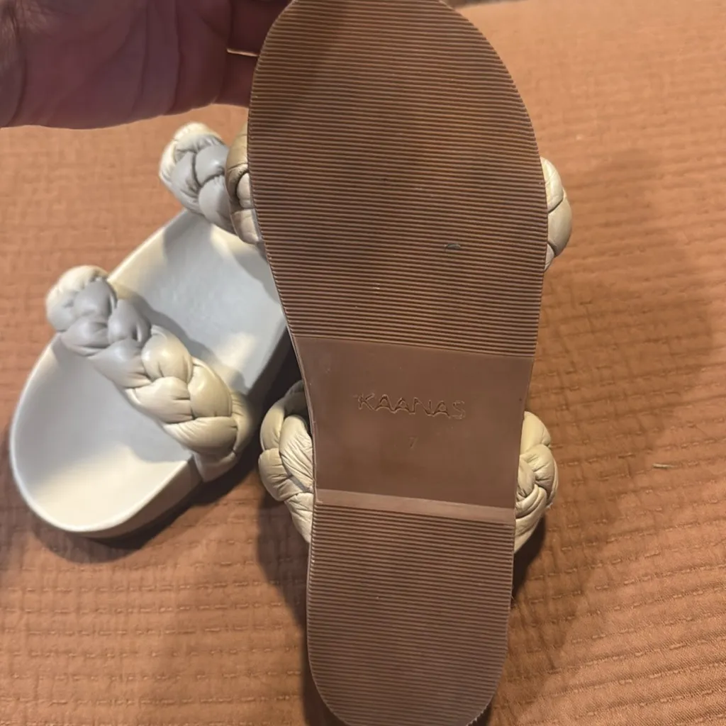 KAANAS coco chunky braided pool slide in off white 7 Revolve - Image 8