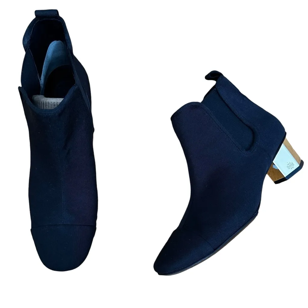 Tory Burch Regina Ankle Boot Black Gold Size 7.5 - Image 12