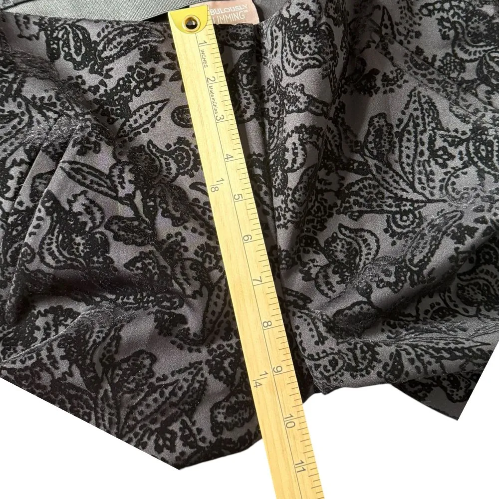 Chico's 00‎ Slimming Black Floral Velvet Flocked Ankle Pants Women US XS Burnout - Image 11