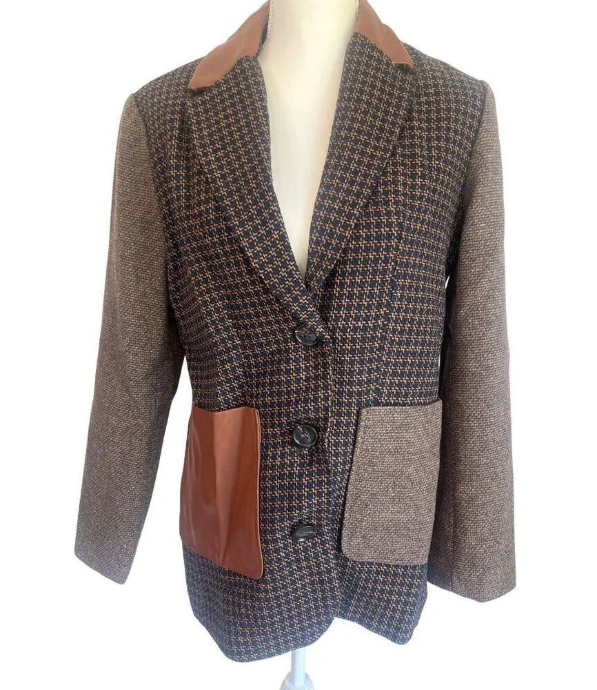 Steve Madden Kelly Tweed Blazer in Peacoat Small New Womens Plaid Jacket - Image 6