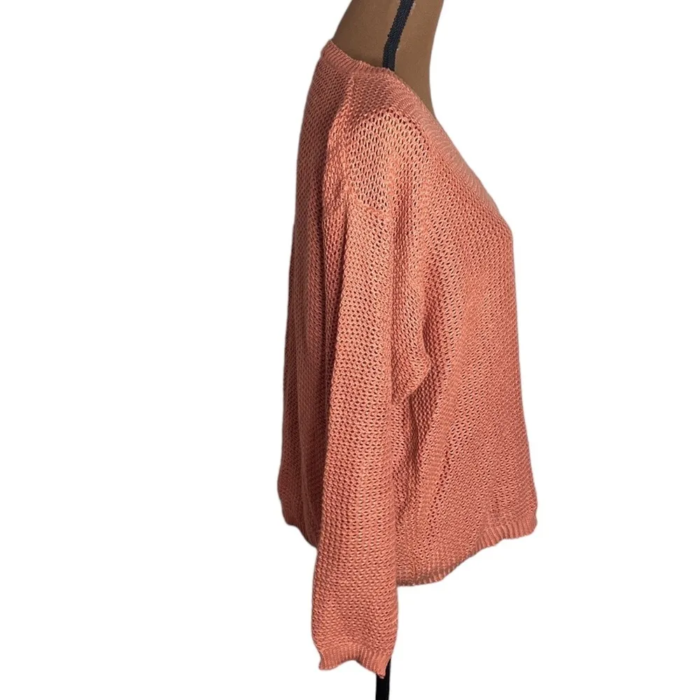 Northern Isles vintage linen ramie open knit chunky sweater in terracotta size M Size M - Image 3