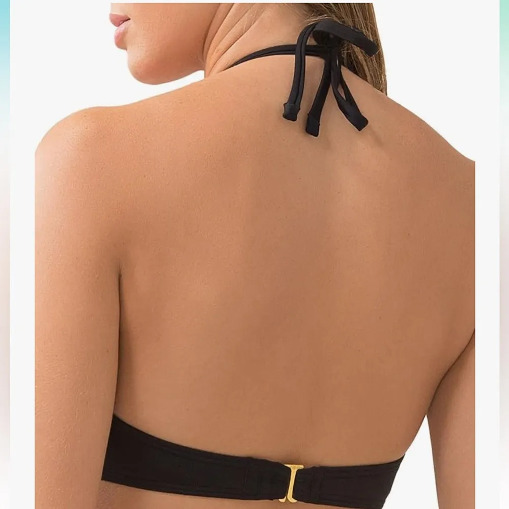 Smart & Sexy Women’s Swim Secret Halter Underwire Bikini Top Black Size 34D - Image 2