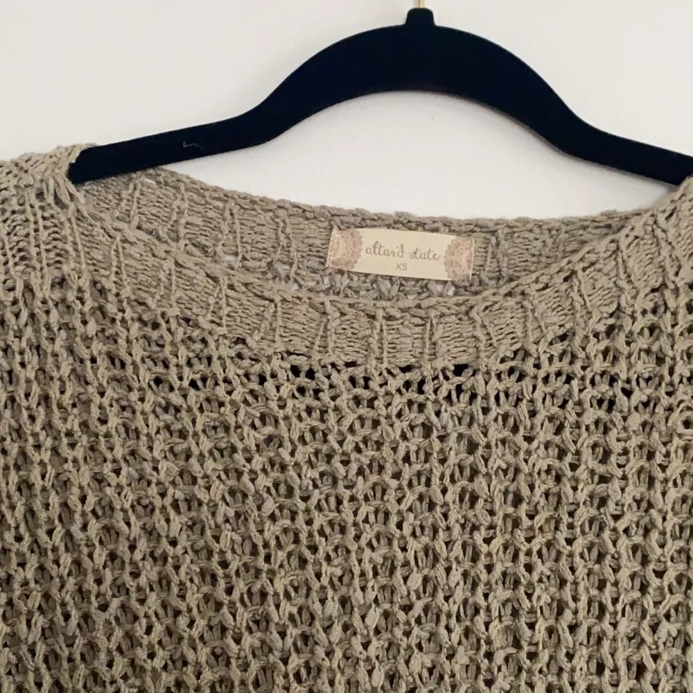 Altar'd State Sterchi Sweater pullover crochet tassel olive green size XS - Image 3