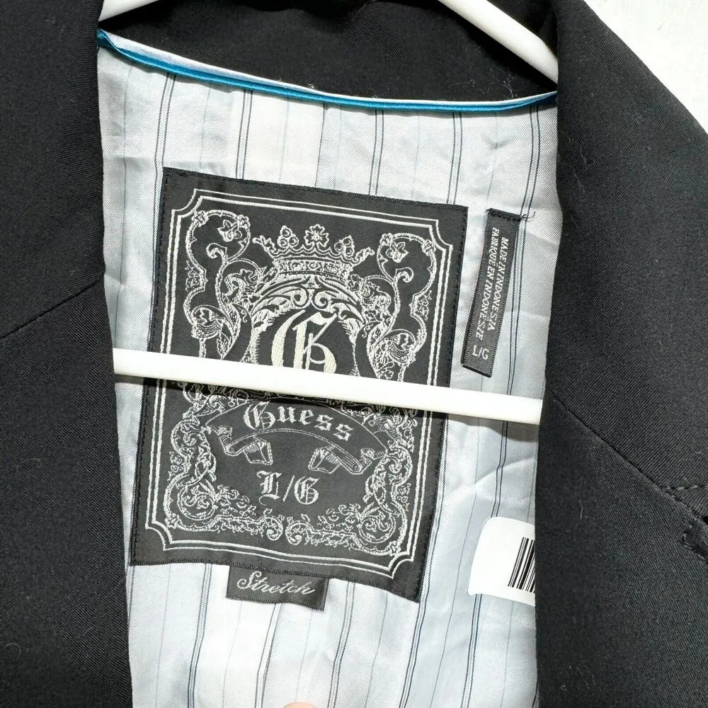 Guess  Womens Blazer Size LG Black Stretch Button-Up Notched Collar Long Sleeve - Image 2