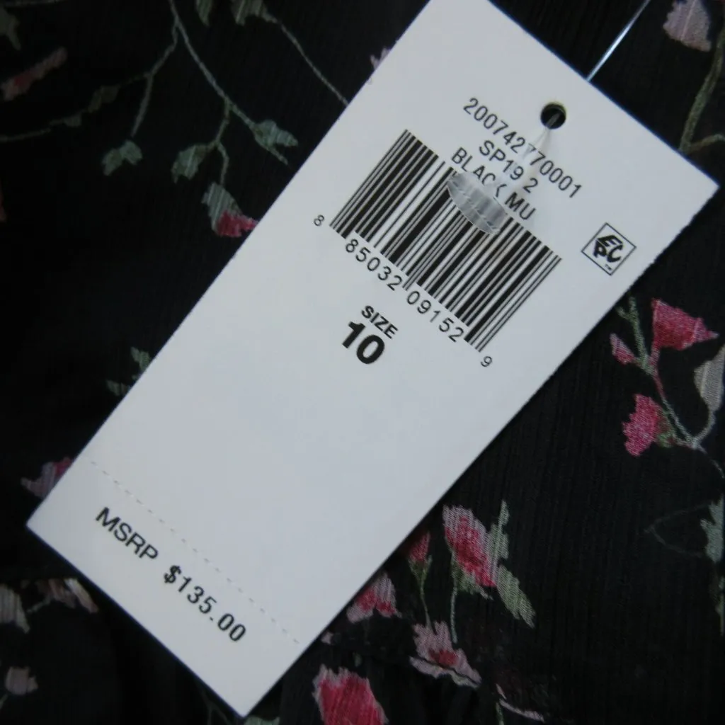 NWT LAUREN Ralph Lauren Tiered Midi in Black Floral Georgette Peasant Skirt 10 - Image 5