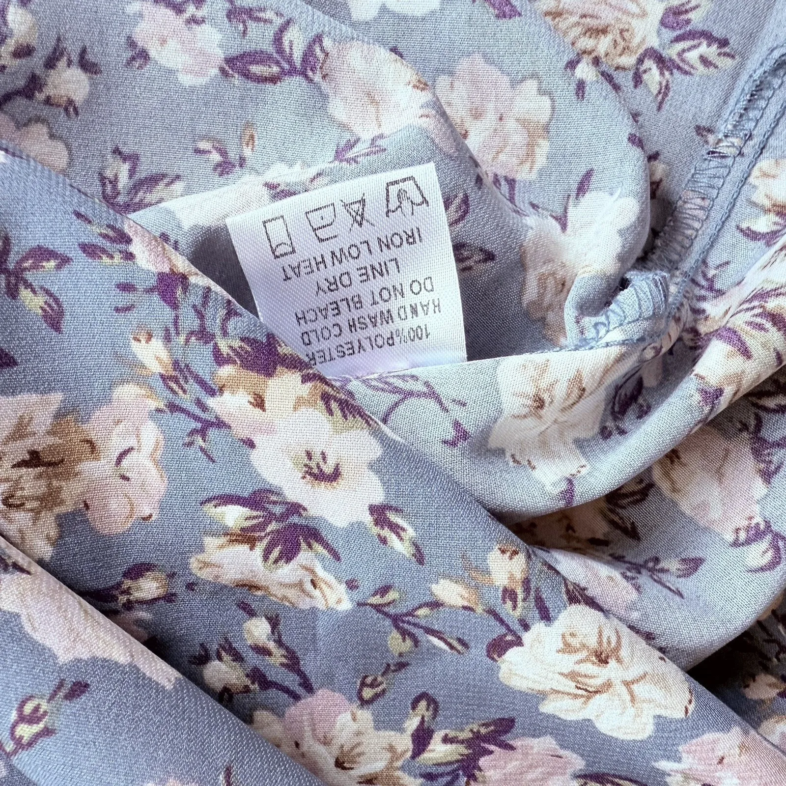 EE Some Ruffled Top Women M 8 10 Blue Floral Cap Sleeve‎ Shell Boutique Office Size M - Image 8