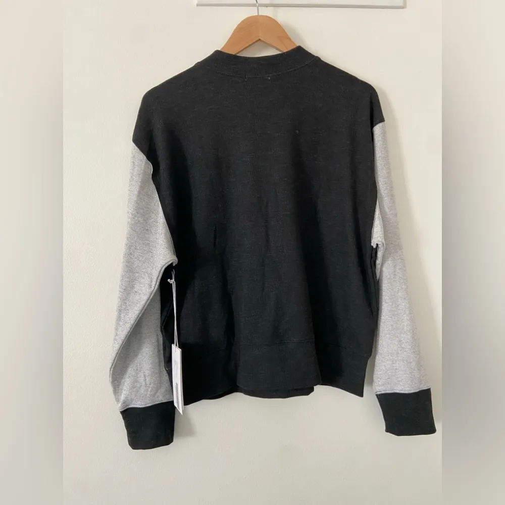 NWT Johnny Was Calme Mock Neck Cozy Sweatshirt Size M Gray/ Black - Image 4