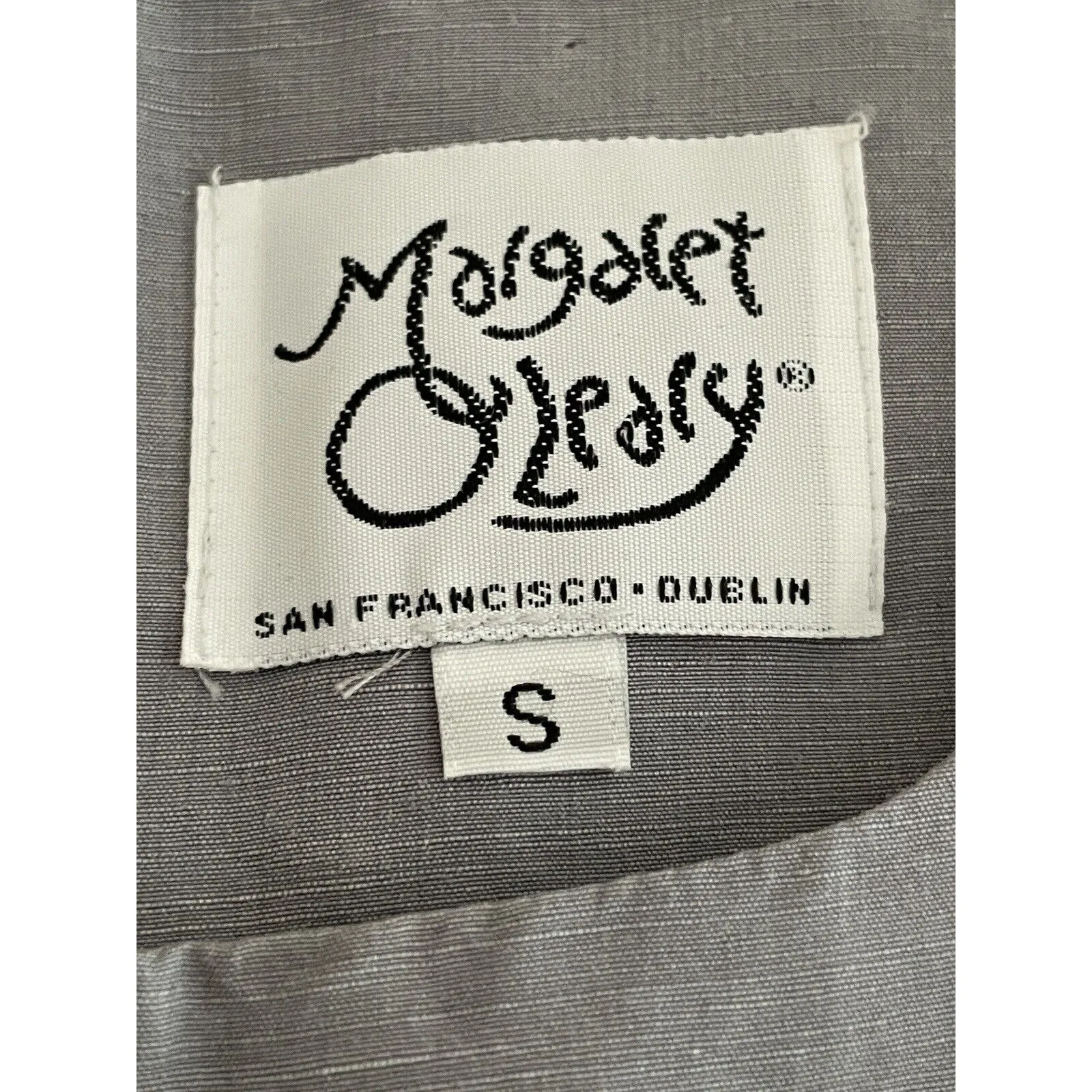 Vintage Margaret O’Leary Sleeveless Midi‎ Dress Size Small Linen Silk Gray Blue - Image 6