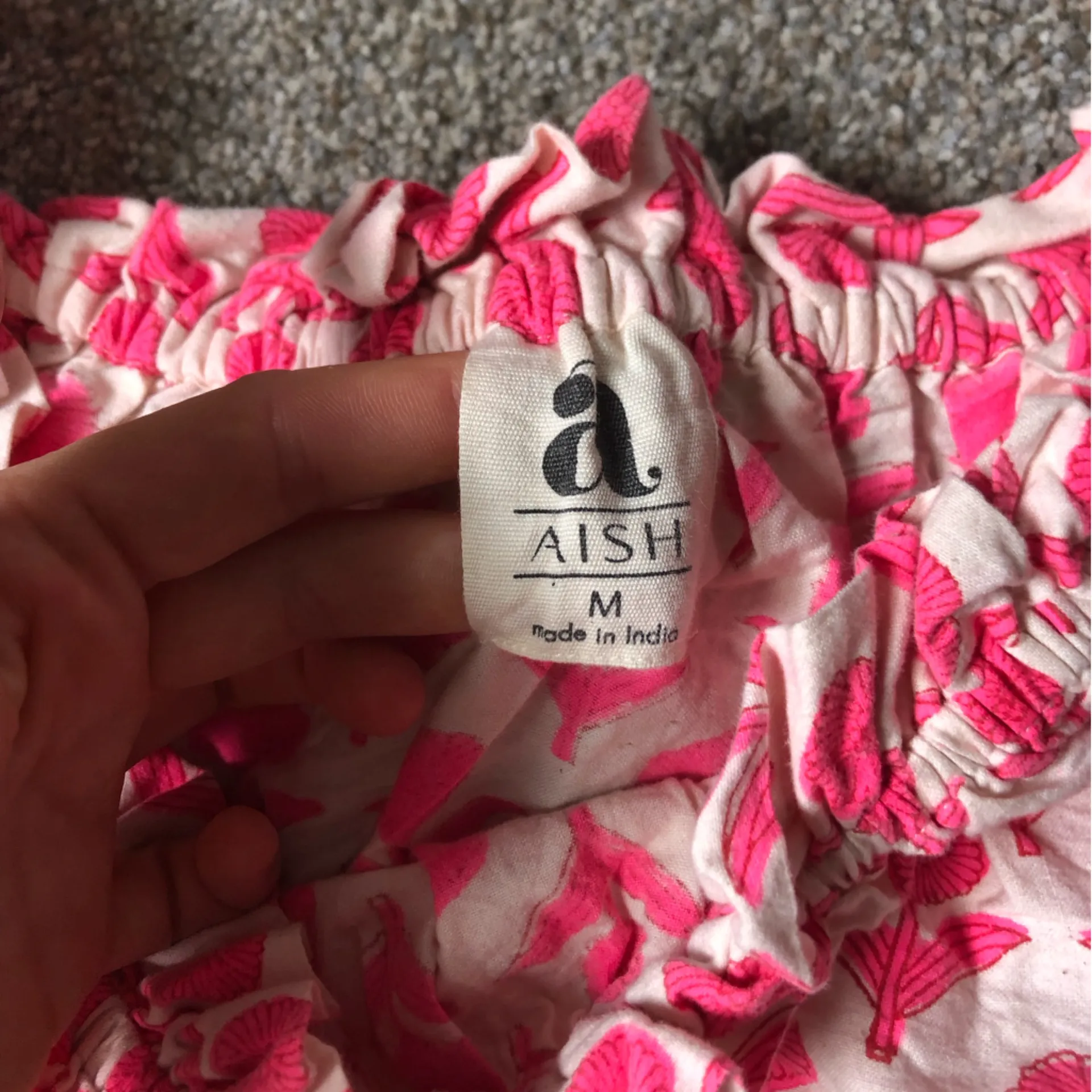 Aish Anthropologie Cotton Ruffle Bubble Crop Top in Pink Floral Size Medium - Image 6