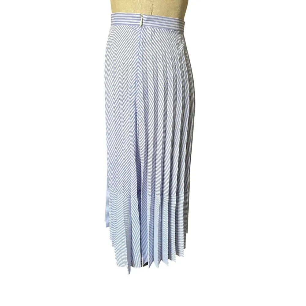 SAYLOR  Serenity Pleated Blue & White Striped Knee Length Skirt Size XS X-Small - Image 4