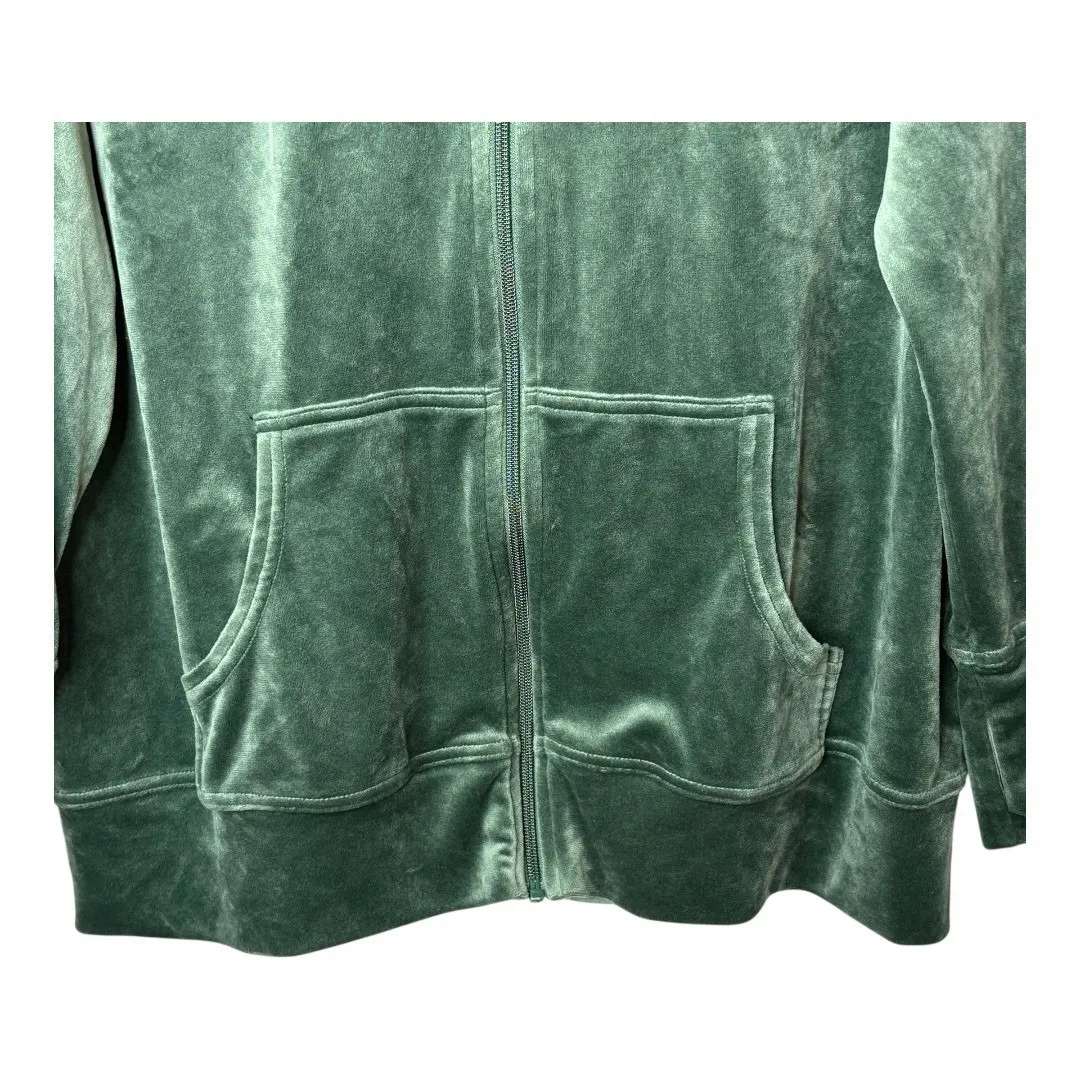 Offline by Aerie Green Velour Zip Up Hoodie Jacket Women‎ Size Medium - Image 5