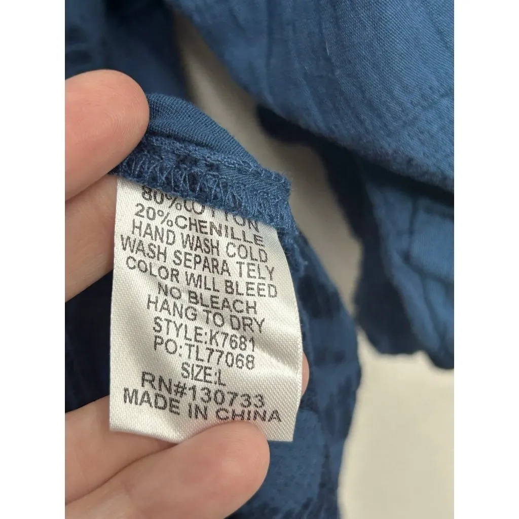 UMGEE Swiss Dot Midi Dress Size Large Balloon Sleeve Teal Milkmaid Boho Cottage - Image 6