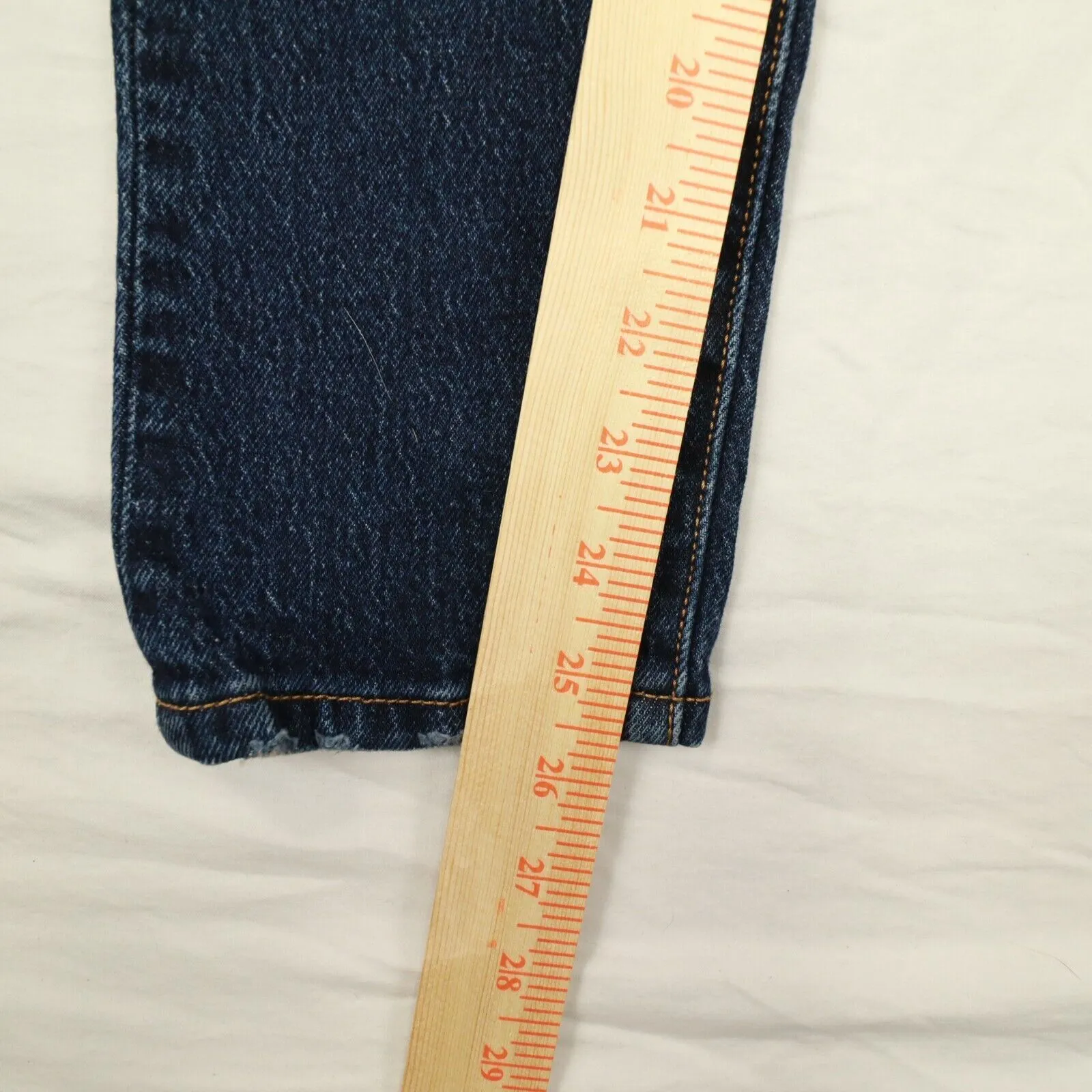 Levi's Premium 501S‎ Button Fly Blue Dark Wash Skinny Jeans size 24x26 - Image 4