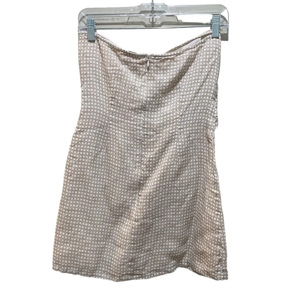 Winston White Devyn Strapless Checkered Dress Tan White Size Small - Image 7