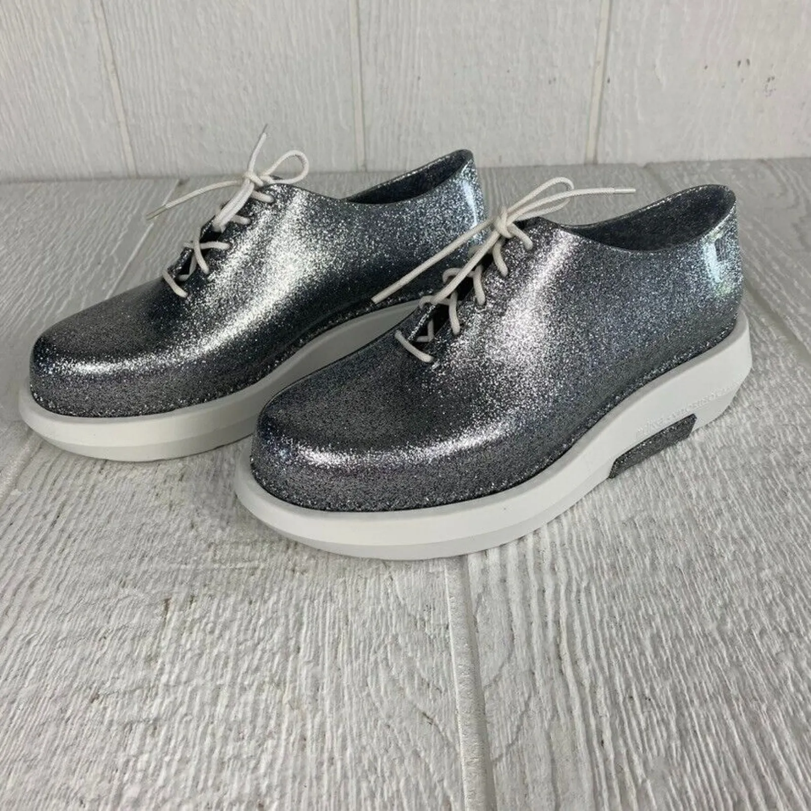 Melissa Vitorino Campos Shoes Women Seven Grunge Laced Platform Oxford Silver - Image 6