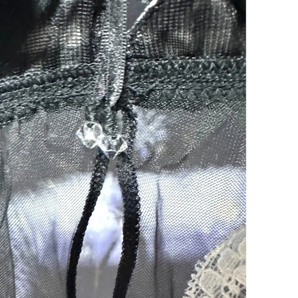 Victoria Secret Gingham Babydoll Sheer NWT Black White & Matching Thong 34D - Image 12